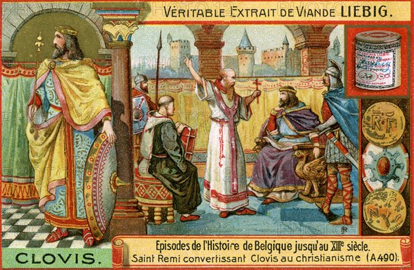 Episodes in the history of Belgium up until the 13th century: King Clovis I, (c1900). Artist: Unknown