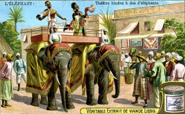 Hindu theatre on the backs of Elephants, c1900. Artist: Unknown