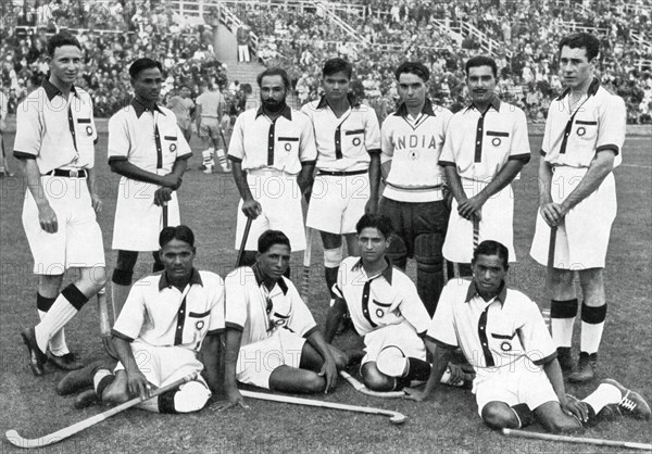 The Indian hockey team, gold medal winners, Berlin Olympics, 1936. Artist: Unknown