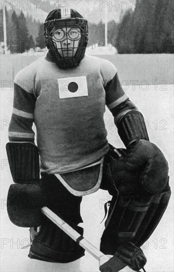 Teiji Homna, Japan ice hockey team, Winter Olympics, Garmisch-Partenkirchen, Germany, 1936. Artist: Unknown