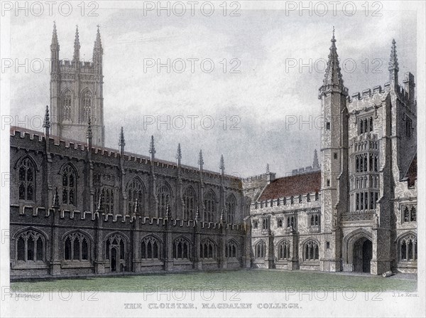 The Cloister, Magdalen College, Oxford University, 19th century.Artist: John Le Keux