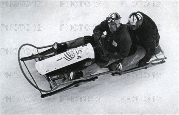 American two man bobsleigh team, German winter olympic games, 1936. Artist: Unknown