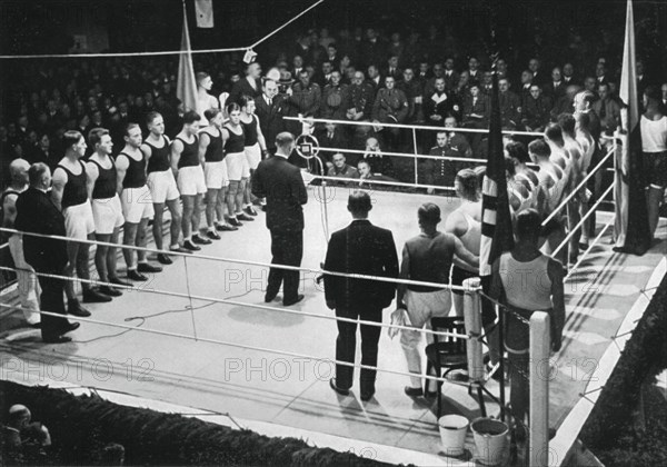 Amateur boxing competition between Germany and Poland, 1936. Artist: Unknown