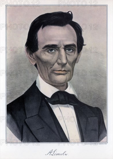 Abraham Lincoln, sixteenth President of the United States, 19th century.Artist: Currier and Ives