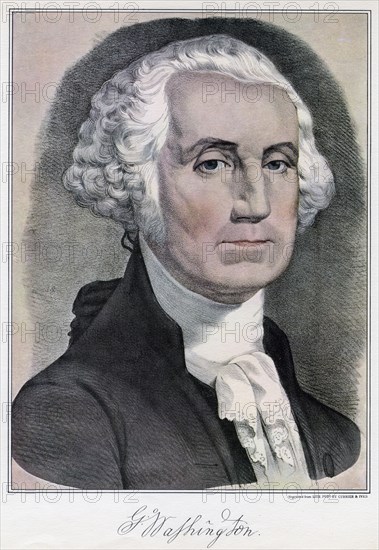 George Washington, first president of the United States, 19th century.Artist: Currier and Ives
