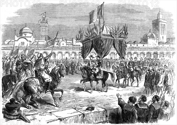 Reception of the Emperor of France on the quay at Algiers, 1865. Artist: Unknown