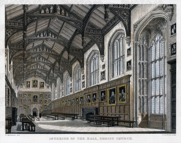 Interior of Christ Church Hall, Oxford University, c1830s. Artist: JH Le Keux.