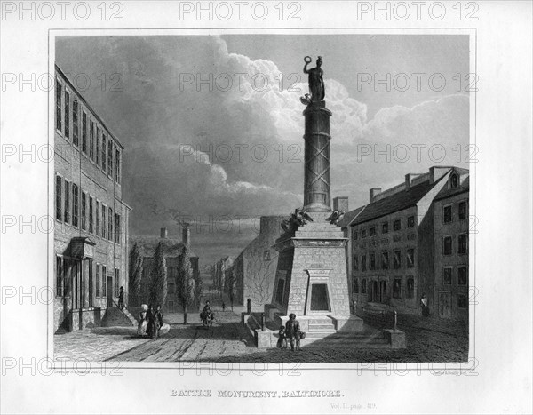 Battle Monument, Baltimore, Maryland, USA, 1855.Artist: Archer and Boilly
