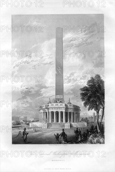 The National Washington Monument, Washington DC, USA, 1855.Artist: AC Warren