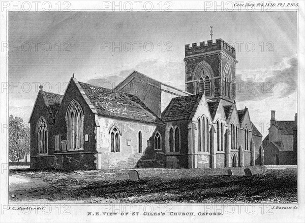 North-east view of St Giles's Church, Oxford, 1820.Artist: J Barnett