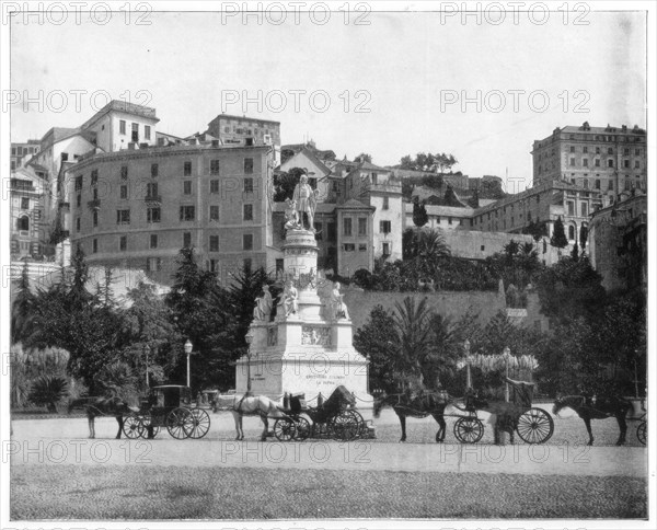 Statue of Columbus, Genoa, Italy, late 19th century.Artist: John L Stoddard