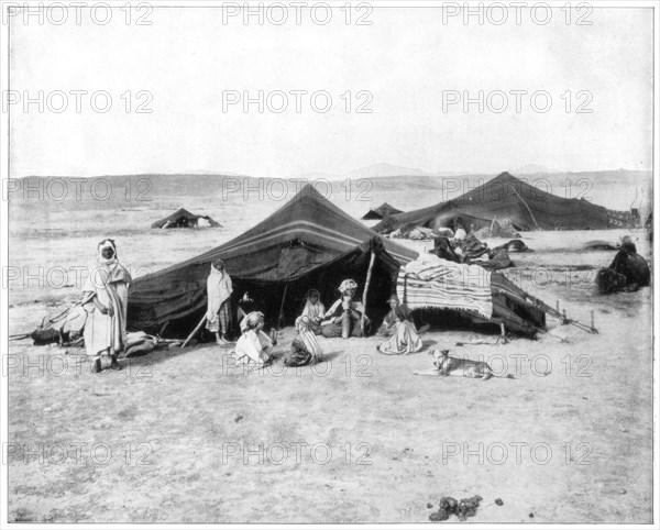 Caravan camp, Sahara Desert, late 19th century. Artist: John L Stoddard