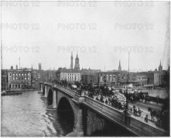 London Bridge, London, late 19th century. Artist: John L Stoddard