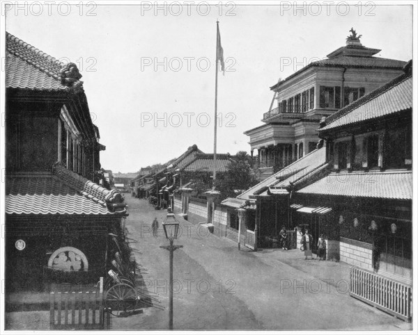 Street in Tokyo, Japan, late 19th century.Artist: John L Stoddard