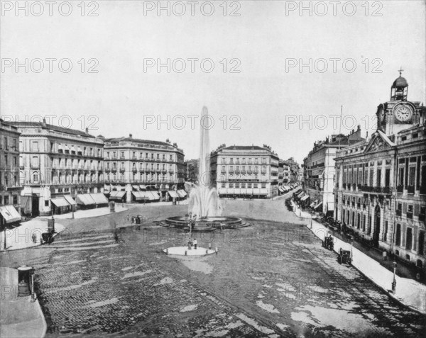 Puerta Del Sol, Madrid, Spain, late 19th century. Artist: John L Stoddard