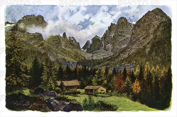 Lake Nambino and the Brentagroup, Tyrol, 1901. Artist: CM Reisch