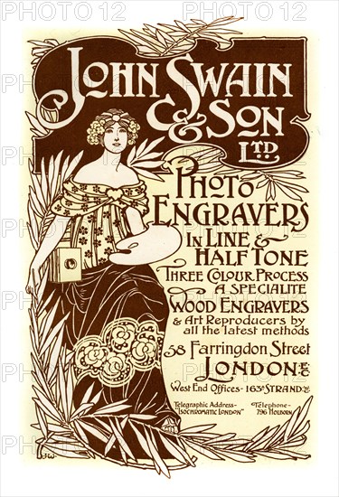 Advertisement for John Swain & Son, printers, 1901.Artist: John Swain & Son
