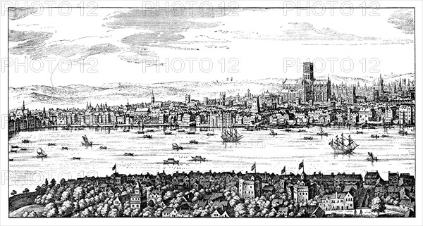 General view of London, 1666, (1909). Artist: Unknown