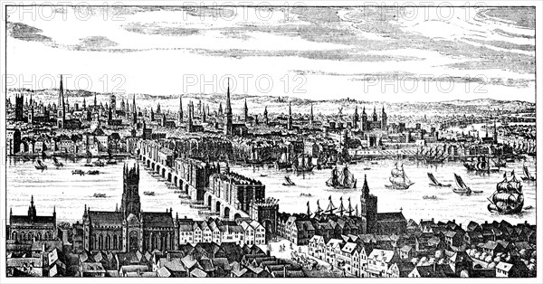 General view of London, 1666, (1909). Artist: Unknown