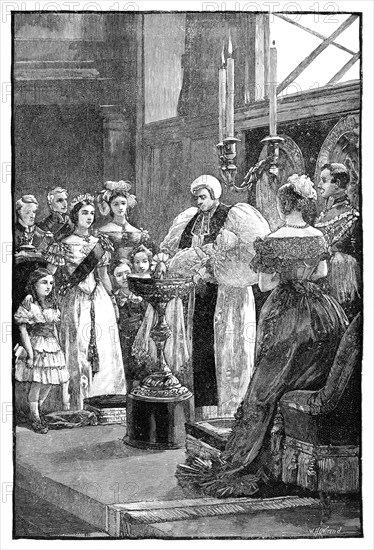 The christening of Princess Louise, c1848, (1900).Artist: William Heysham Overend