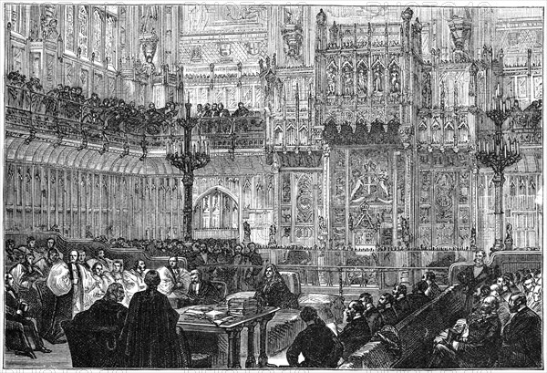 The Bishop of Peterborough addressing the House of Lords, mid-late 19th century, (1900). Artist: Unknown