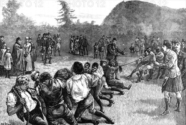 The Royal Family in the Highlands; Tug of War - late 19th century, (1900). Artist: Unknown