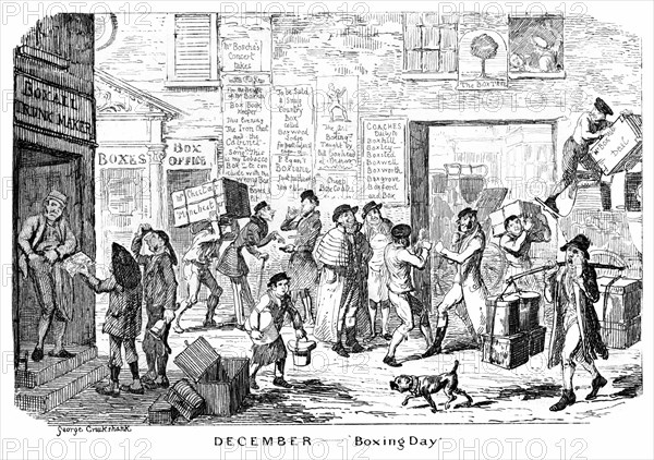 'December - Boxing Day', 19th century.Artist: George Cruikshank