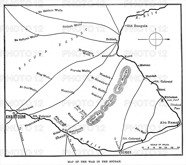 'Map of the War in the Soudan', late 19th century, (1900). Artist: Unknown