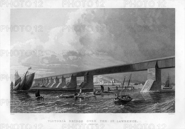 'Victoria Bridge over the St Lawrence, Canada', 1886. Artist: Saddler