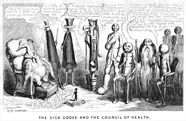 'The Sick Goose and the Council of Health', 19th century. Artist: George Cruikshank
