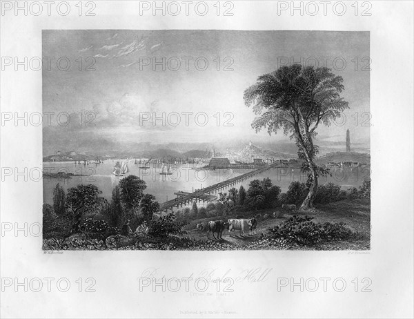 Boston and Bunker Hill, Massachusetts, 1855.Artist: F O Freeman