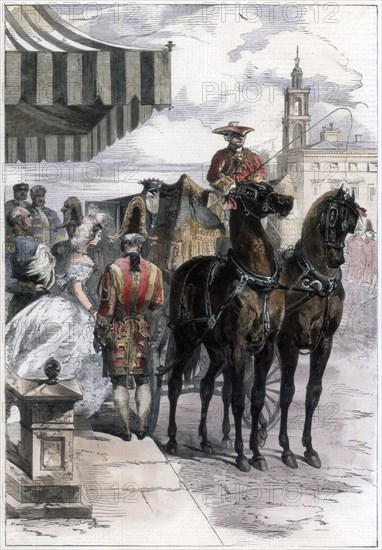 Lady going out during 'The London Season', 1856.Artist: Edmund Morin