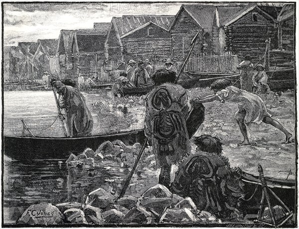 'Fishing among the Thlinkits in Alaska', 1882.Artist: J Whitney