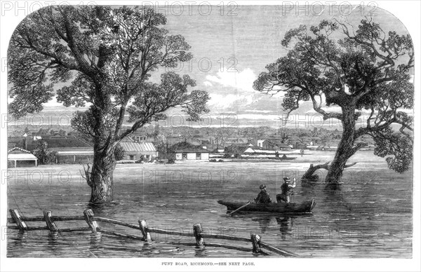 Punt Road, Richmond - Floods at Melbourne, Australia, 1864. Artist: Unknown