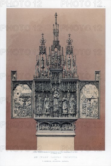 'An Ivory Carved Triptych', 19th century.Artist: John Burley Waring
