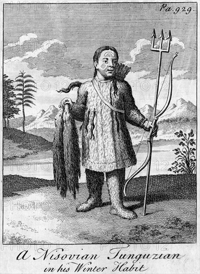 'A Nisovian Tunguzian in his Winter Habit', c18th century. Artist: Unknown