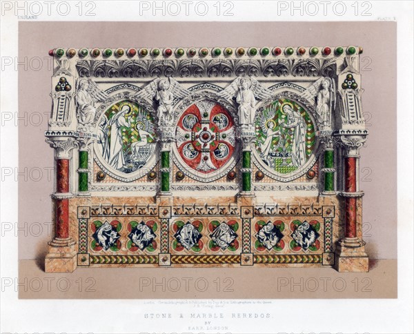 'Stone and Marble Reredos', 19th century.Artist: John Burley Waring