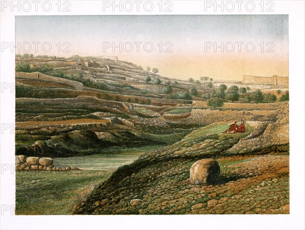 The Valley and Lower Pool of Gihon, Jerusalem, c1870. Artist: W Dickens