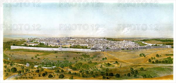 Panorama of Jerusalem, c1870.Artist: W Dickens