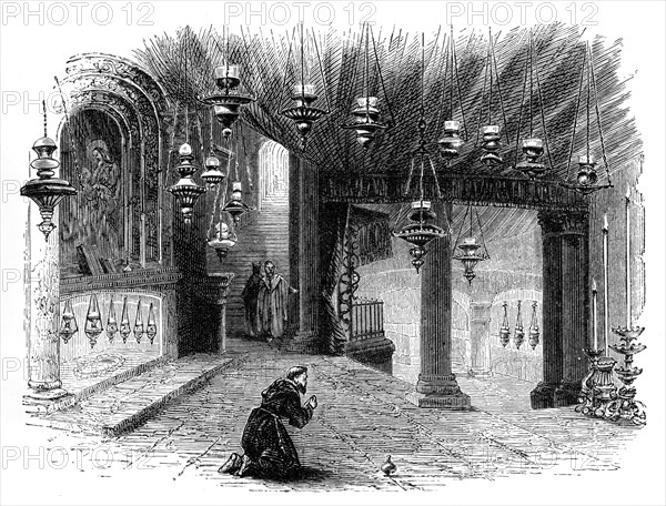 Interior of the Chapel of the Nativity, Bethlehem, c1888. Artist: Unknown