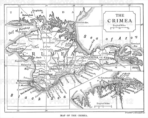 Map of the Crimea, c1888.Artist: Walker & Boutall