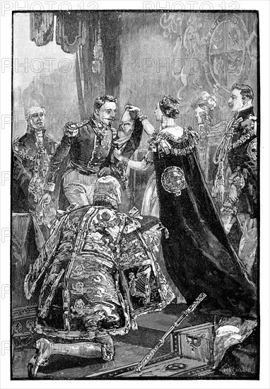 The Queen investing the Emperor of the French with the Order of the Garter, 1855, (1888). Artist: Unknown