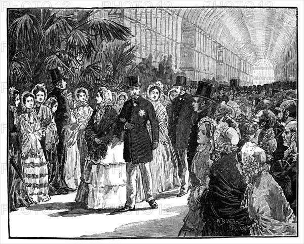 Royal and Imperial visit to the Crystal Palace, 1850s, (c1888).Artist: William Barnes Wollen