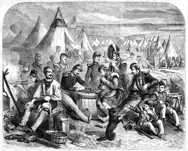 The amusement of the soldiers before Sevastopol, 1855. Artist: Unknown