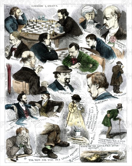 Sketches at the International Chess Tournament, May 5, 1883.Artist: Corbould