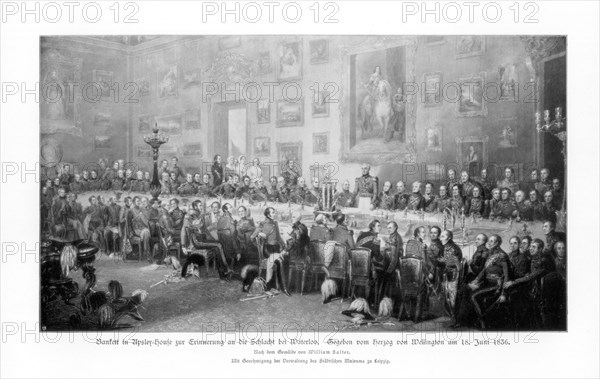 Banquet commemorating the victory at Waterloo, 1836 (1900). Artist: Unknown