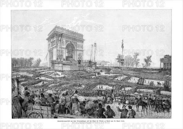 The Arc de Triomphe, Place de l'Etoile, Paris, 20 April 1848.Artist: Lipperheide