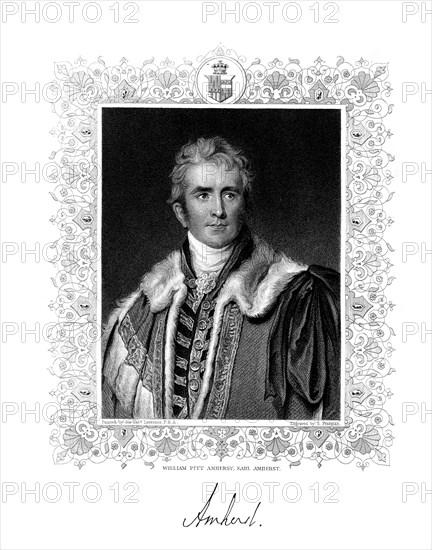 William Pitt Amherst, 1st Earl Amherst, British statesman and diplomat, 19th century.Artist: S Freeman