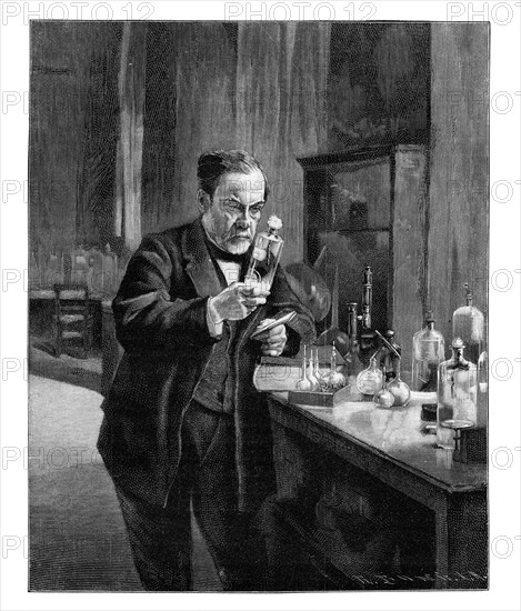 Louis Pasteur, 19th century French microbiologist and chemist, (1900). Artist: Unknown