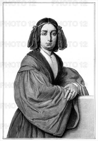 George Sand (Baroness Dudevant), 19th century French novelist and feminist, (1900).Artist: Calamatta